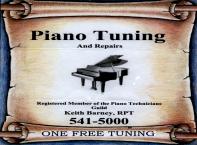 Gift Certificate for one piano tuning * Keith is a graduate of George Brown College, a registered member of the Piano Technicians Guild and can take care of piano repairs or tuning your piano by ear. This is a great gift for the piano lover in your life.