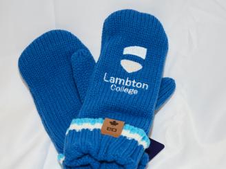  A pair of blue mittens with Lambton College Logo from Lambton College.